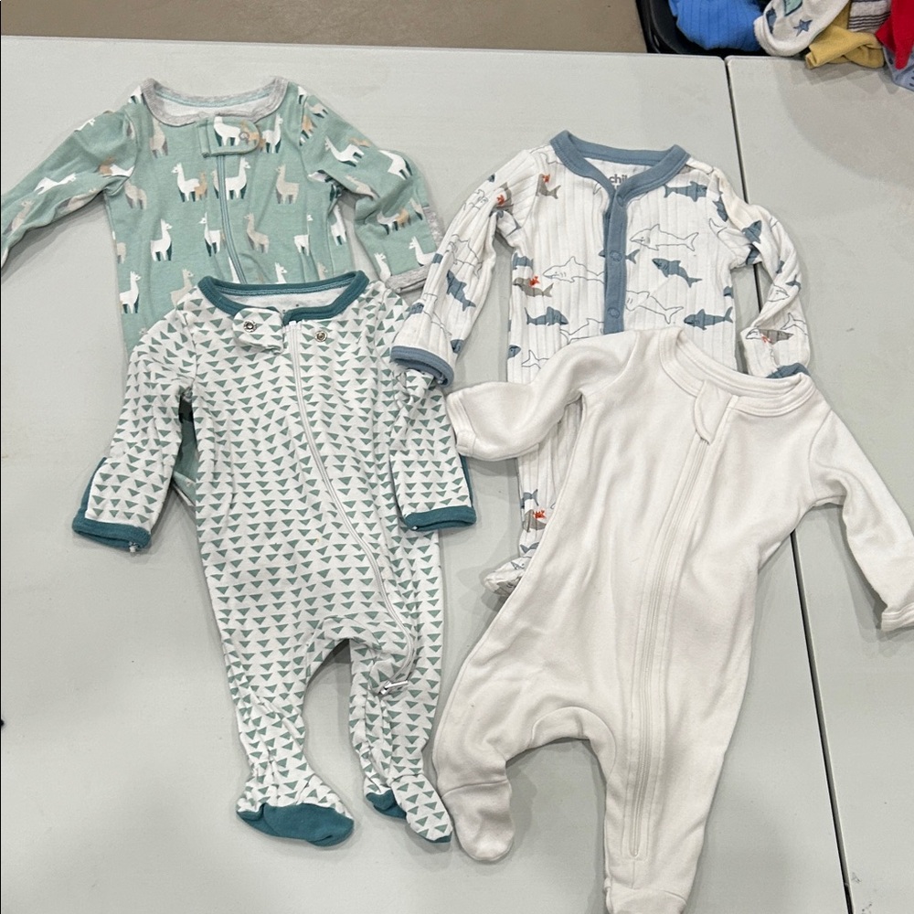 Newborn One Piece Bundle - Green, White, and Blue